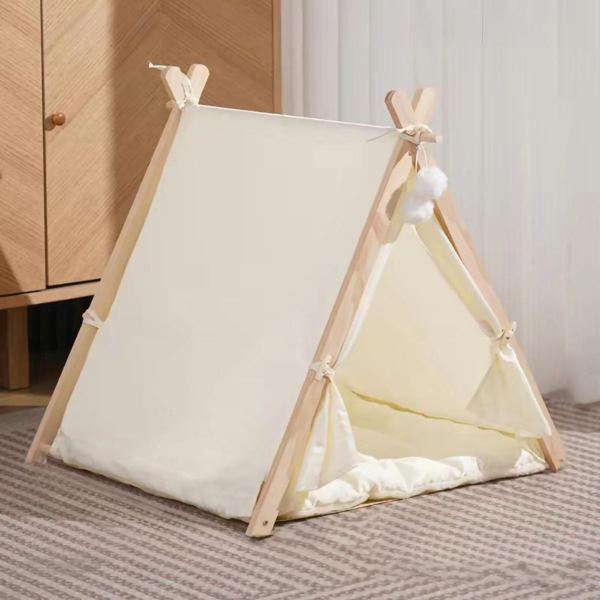 Wooden Pet Tent, Simple Design for Summer & Winter Comfort