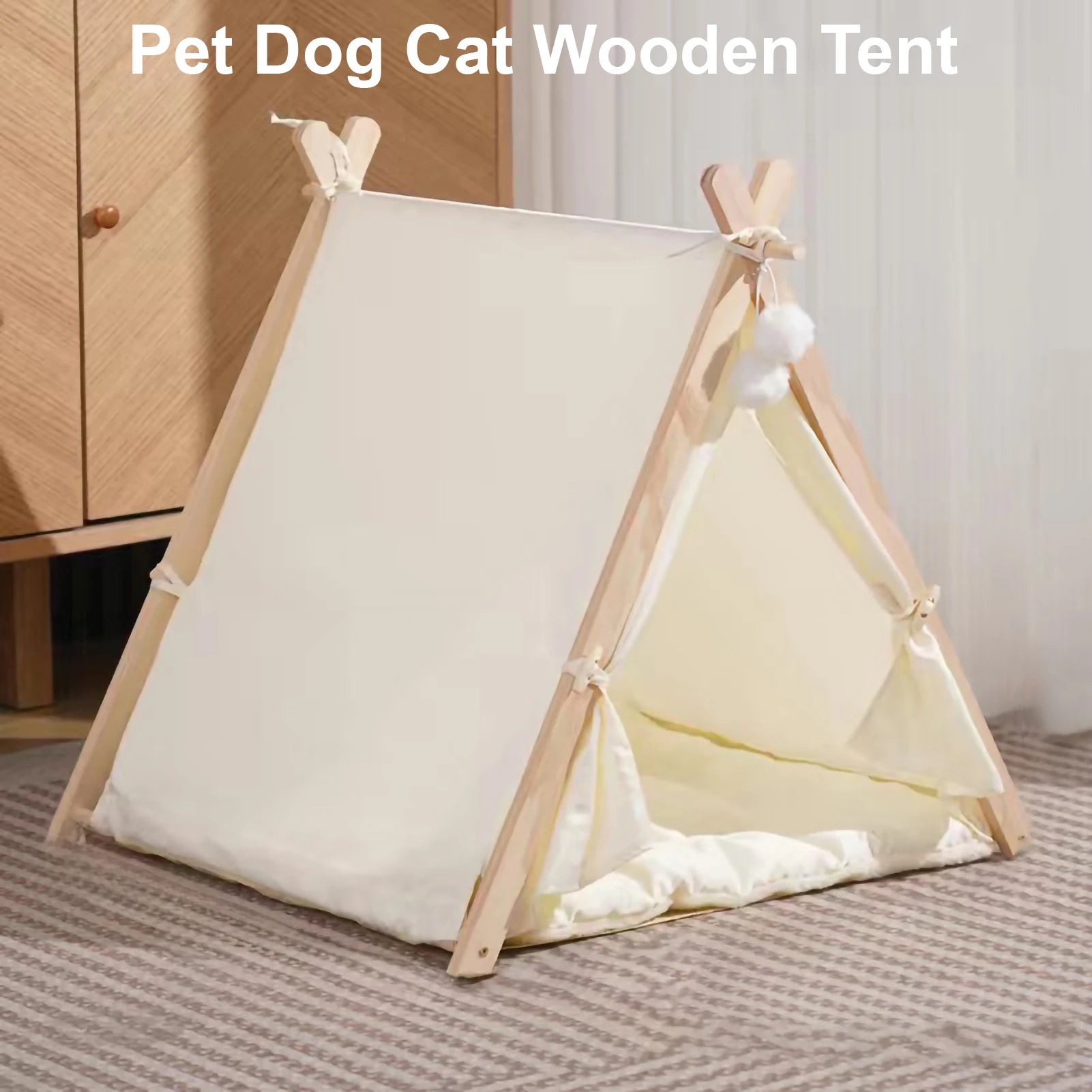 Wooden Pet Tent, Simple Design for Summer & Winter Comfort